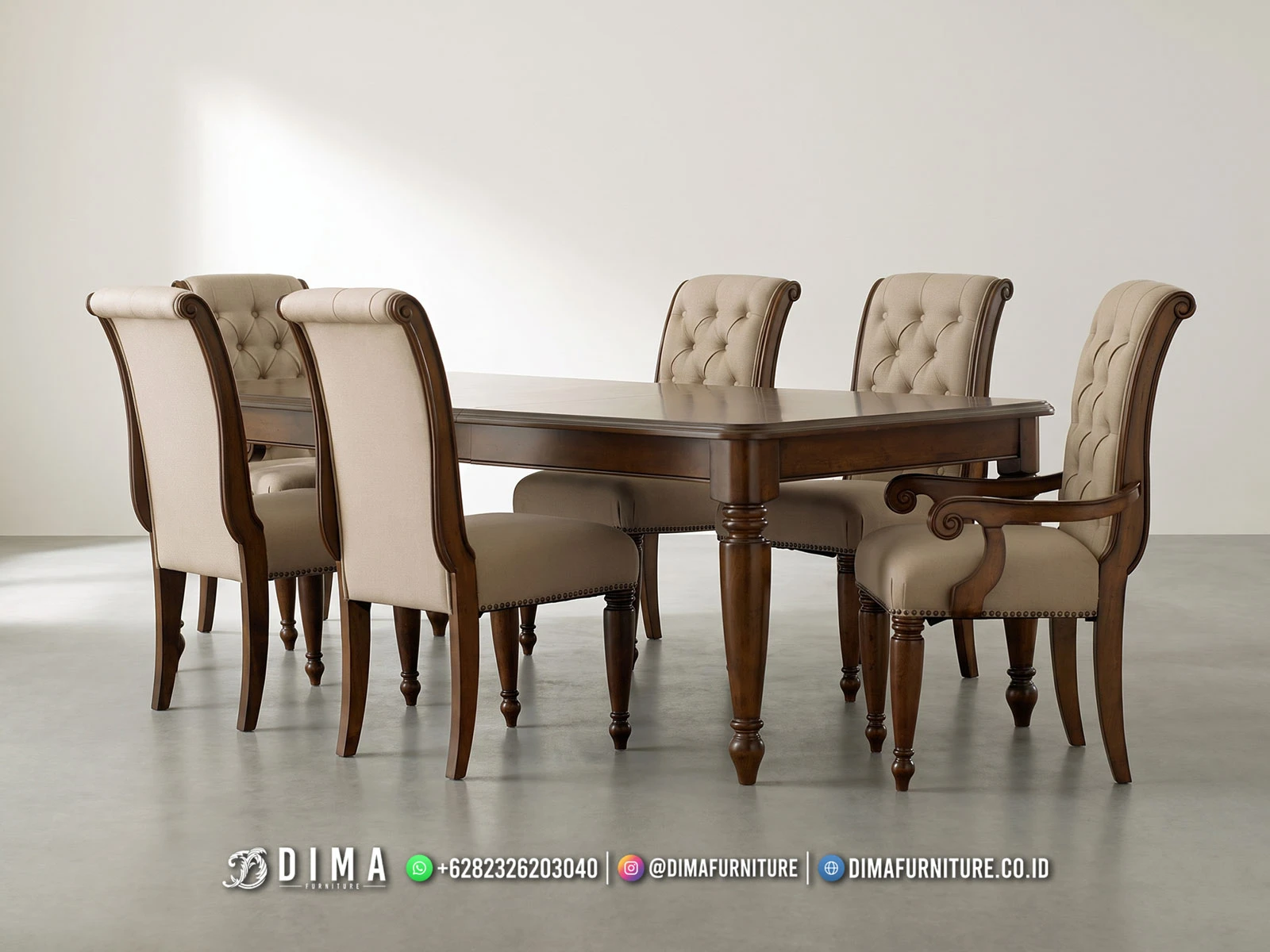 Terlaris Set Meja Makan Kartini Jati Jepara 471DF Terlaris Set Meja Makan Kartini Jati Jepara 471DF
