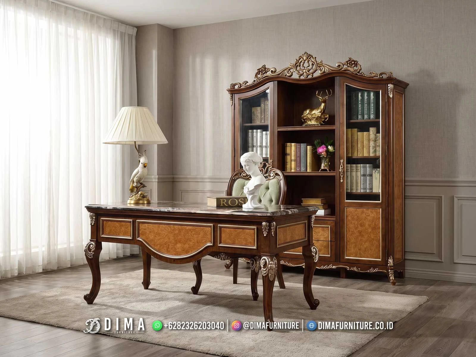 Meja Kantor Klasik Jati 487DF