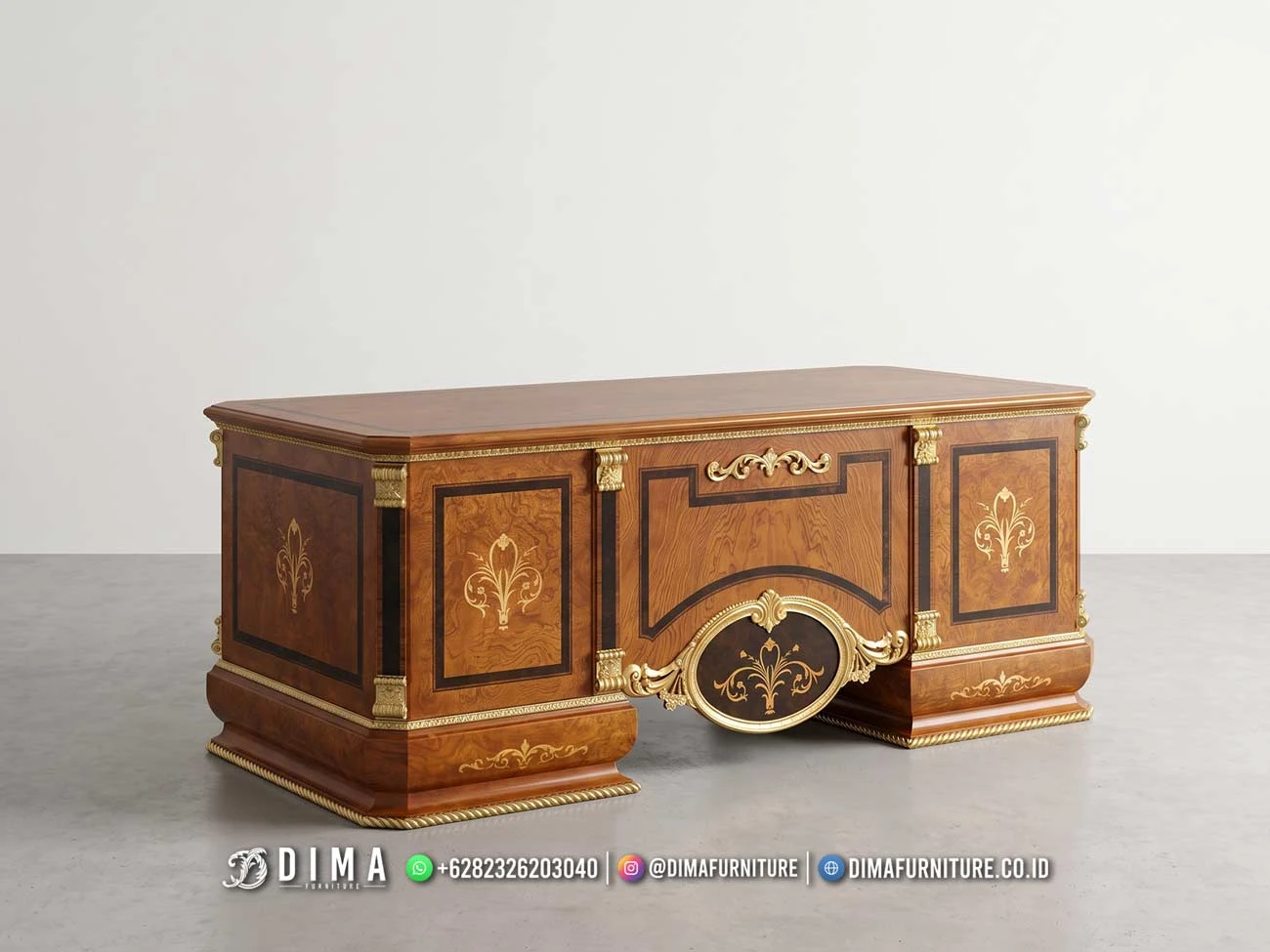 Meja Kantor Mewah Jepara Delphine Lux 484DF