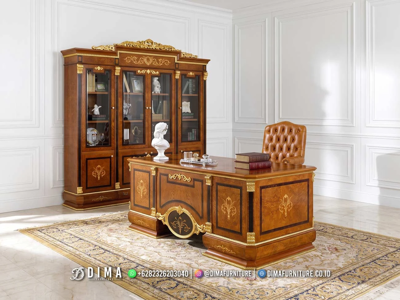 Meja Kantor Mewah Jepara Lux 484DF