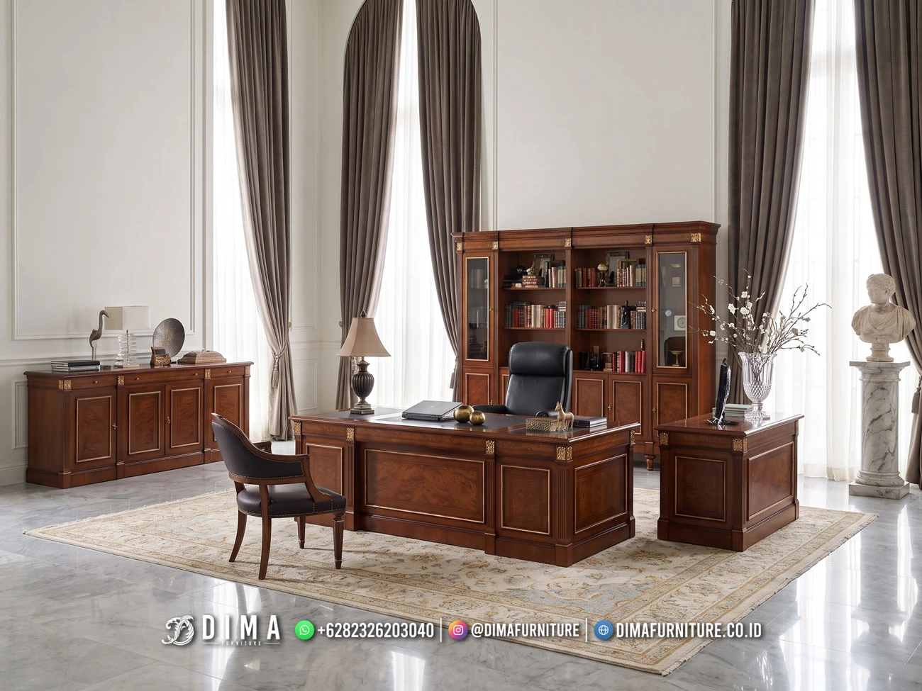 Set Meja Kerja Direktur Jepara Veneer Valerius